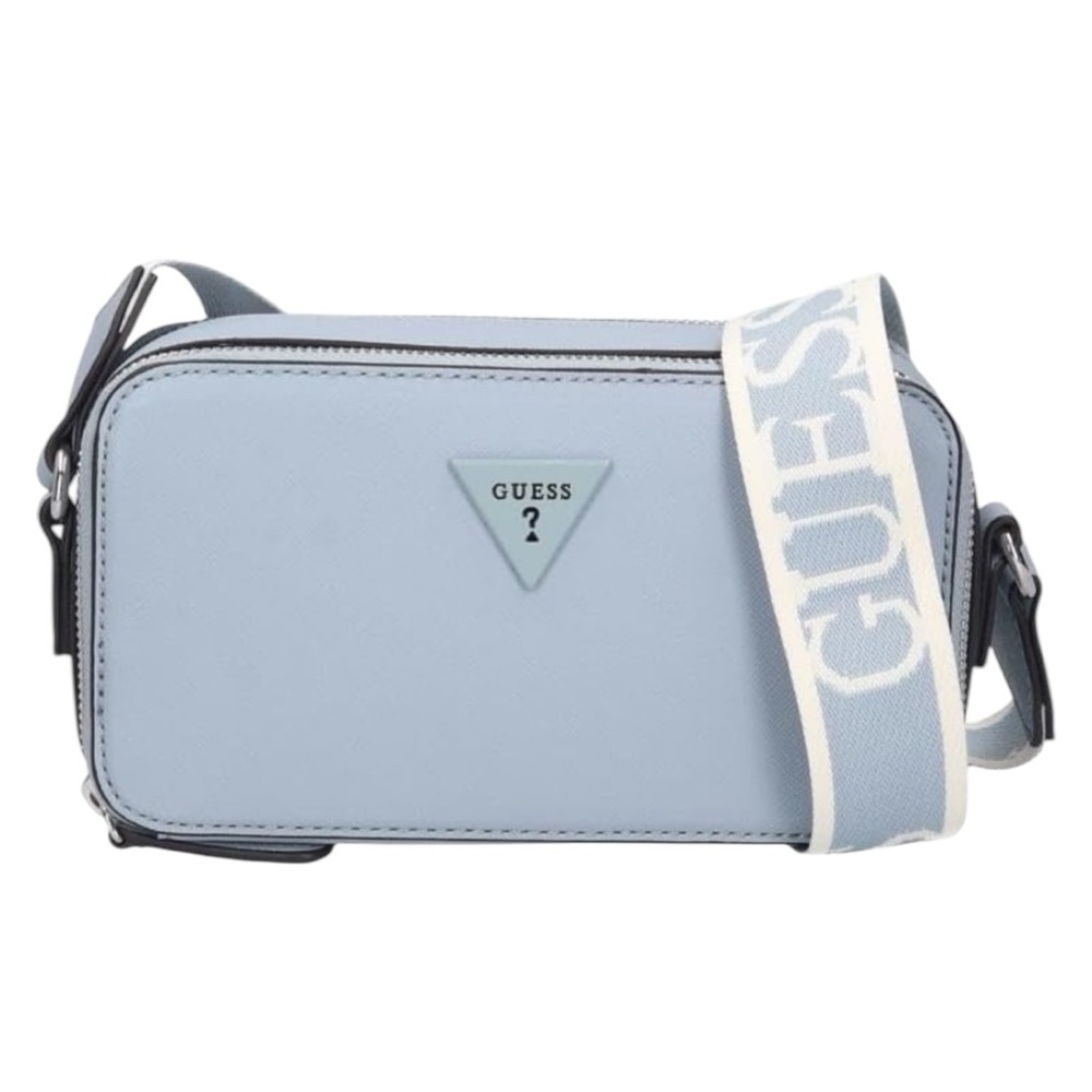 Guess Light Blue Crossbody Bag With Logo Strap